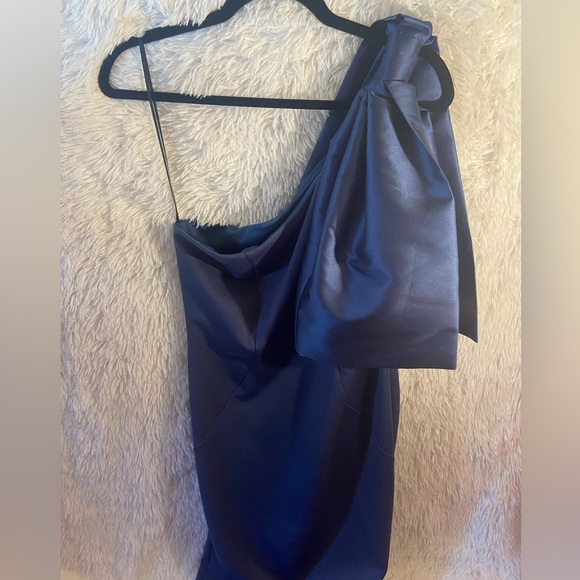 ASOS One Shoulder Satin Bow Midi Dress - Picture 2 of 6